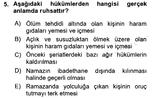 İslam Hukukuna Giriş 2016-2017 Dönem Sonu Sınavı - 5. soru