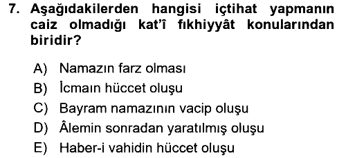 İslam Hukukuna Giriş 2016-2017 Dönem Sonu Sınavı - 7. soru