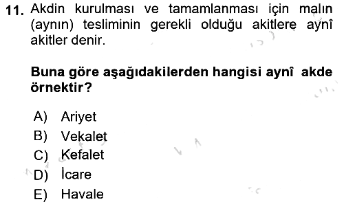 İslam Hukukuna Giriş 2016-2017 Dönem Sonu Sınavı - 11. soru