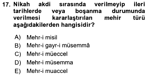 İslam Hukukuna Giriş 2025-2026 Dönem Sonu Sınavı - 17. soru