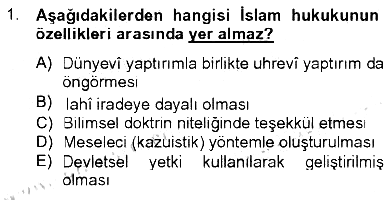 İslam Hukukuna Giriş 2012-2013 Tek Ders Sınavı - 1. soru