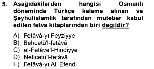 İslam Hukukuna Giriş 2013-2014 Tek Ders Sınavı - 5. soru