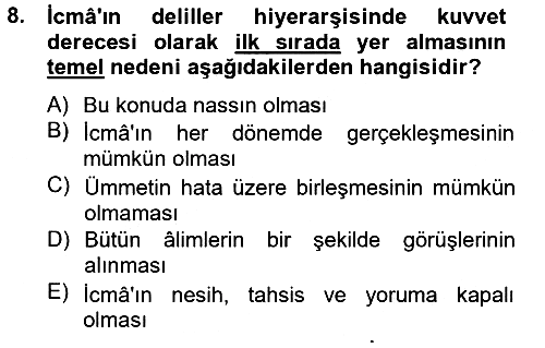 İslam Hukukuna Giriş 2013-2014 Tek Ders Sınavı - 8. soru