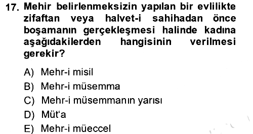 İslam Hukukuna Giriş 2013-2014 Tek Ders Sınavı - 17. soru