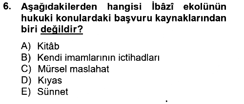 İslam Hukukuna Giriş 2014-2015 Tek Ders Sınavı - 6. soru