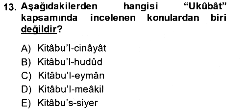 İslam Hukukuna Giriş 2014-2015 Tek Ders Sınavı - 13. soru