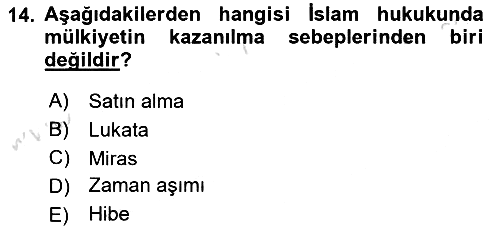 İslam Hukukuna Giriş 2021-2022 Yaz Okulu Sınavı - 14. soru