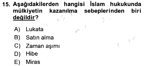 İslam Hukukuna Giriş 2022-2023 Yaz Okulu Sınavı - 15. soru