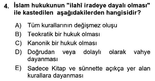 İslam Hukukuna Giriş 2024-2025 Yaz Okulu Sınavı - 4. soru
