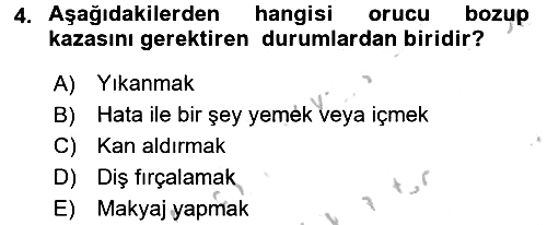 İslam İbadet Esasları 2016-2017 3 Ders Sınavı - 4. soru