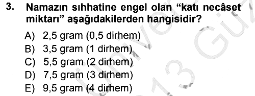 İslam İbadet Esasları 2012-2013 Ara Sınav - 3. soru