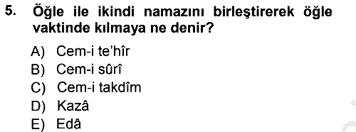 İslam İbadet Esasları 2012-2013 Ara Sınav - 5. soru