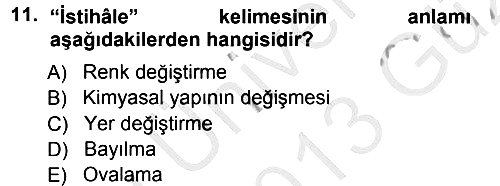 İslam İbadet Esasları 2012-2013 Ara Sınav - 11. soru