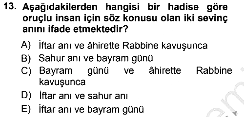 İslam İbadet Esasları 2012-2013 Ara Sınav - 13. soru