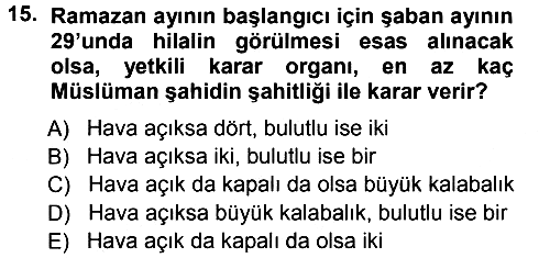 İslam İbadet Esasları 2012-2013 Ara Sınav - 15. soru