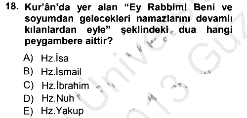 İslam İbadet Esasları 2012-2013 Ara Sınav - 18. soru