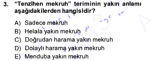 İslam İbadet Esasları 2013-2014 Ara Sınav - 3. soru