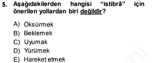 İslam İbadet Esasları 2013-2014 Ara Sınav - 5. soru