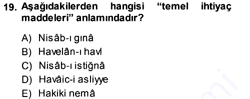İslam İbadet Esasları 2013-2014 Ara Sınav - 19. soru