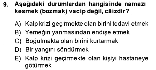 İslam İbadet Esasları 2014-2015 Ara Sınav - 9. soru