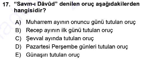 İslam İbadet Esasları 2015-2016 Ara Sınav - 17. soru
