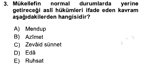 İslam İbadet Esasları 2016-2017 Ara Sınav - 3. soru