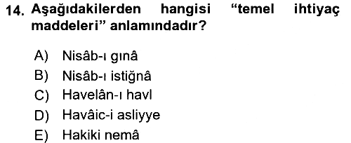 İslam İbadet Esasları 2016-2017 Ara Sınav - 14. soru