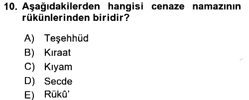 İslam İbadet Esasları 2017-2018 Ara Sınav - 10. soru