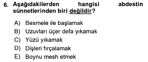 İslam İbadet Esasları 2018-2019 Ara Sınav - 6. soru