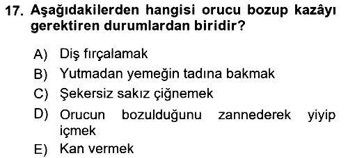 İslam İbadet Esasları 2021-2022 Ara Sınav - 17. soru