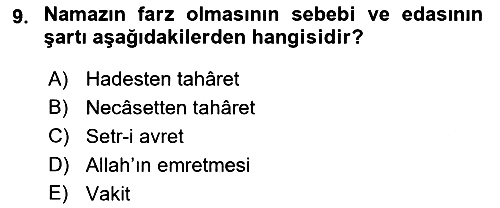 İslam İbadet Esasları 2022-2023 Ara Sınav - 9. soru