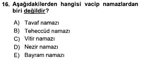 İslam İbadet Esasları 2022-2023 Ara Sınav - 16. soru