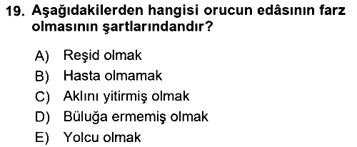 İslam İbadet Esasları 2022-2023 Ara Sınav - 19. soru
