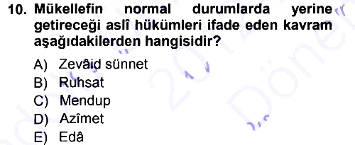 İslam İbadet Esasları 2012-2013 Dönem Sonu Sınavı - 10. soru