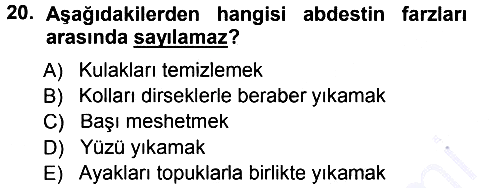 İslam İbadet Esasları 2012-2013 Dönem Sonu Sınavı - 20. soru