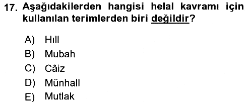 İslam İbadet Esasları 2015-2016 Dönem Sonu Sınavı - 17. soru