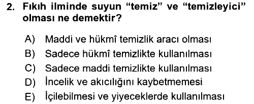 İslam İbadet Esasları 2017-2018 Dönem Sonu Sınavı - 2. soru
