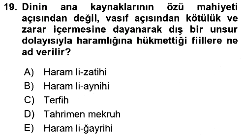 İslam İbadet Esasları 2021-2022 Dönem Sonu Sınavı - 19. soru