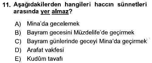 İslam İbadet Esasları 2022-2023 Dönem Sonu Sınavı - 11. soru