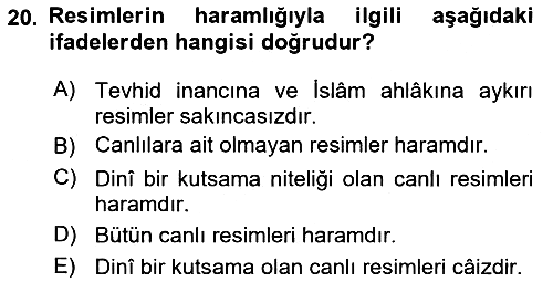 İslam İbadet Esasları 2020-2021 Yaz Okulu Sınavı - 20. soru