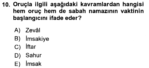 İslam İbadet Esasları 2024-2025 Yaz Okulu Sınavı - 10. soru