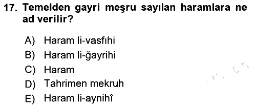 İslam İbadet Esasları 2024-2025 Yaz Okulu Sınavı - 17. soru