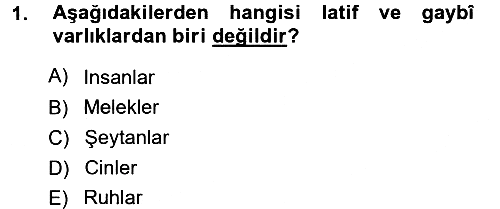 İslam İnanç Esasları 2012-2013 Ara Sınav - 1. soru