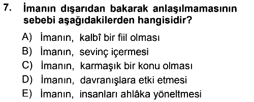 İslam İnanç Esasları 2012-2013 Ara Sınav - 7. soru