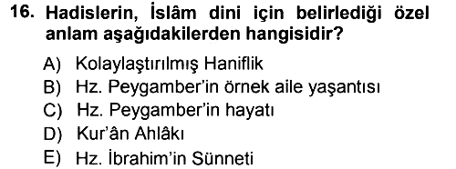 İslam İnanç Esasları 2012-2013 Ara Sınav - 16. soru