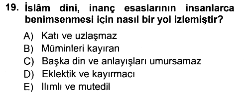 İslam İnanç Esasları 2012-2013 Ara Sınav - 19. soru