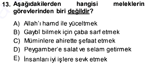 İslam İnanç Esasları 2013-2014 Ara Sınav - 13. soru