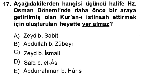 İslam İnanç Esasları 2013-2014 Ara Sınav - 17. soru