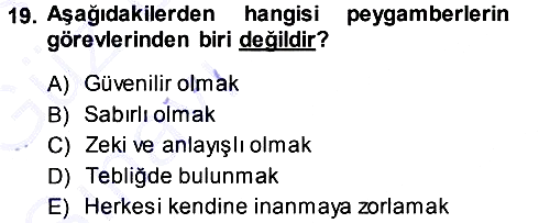 İslam İnanç Esasları 2013-2014 Ara Sınav - 19. soru