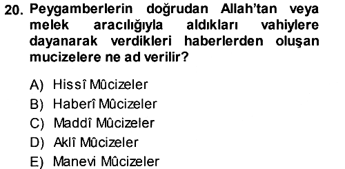 İslam İnanç Esasları 2013-2014 Ara Sınav - 20. soru